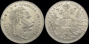 Coin of Franz Joseph I 20 Kreuzer, 1868